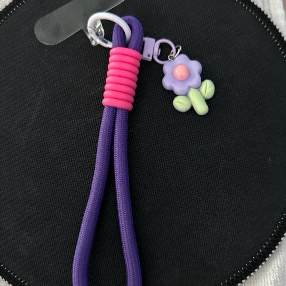 Purple Flower Charm Lanyard